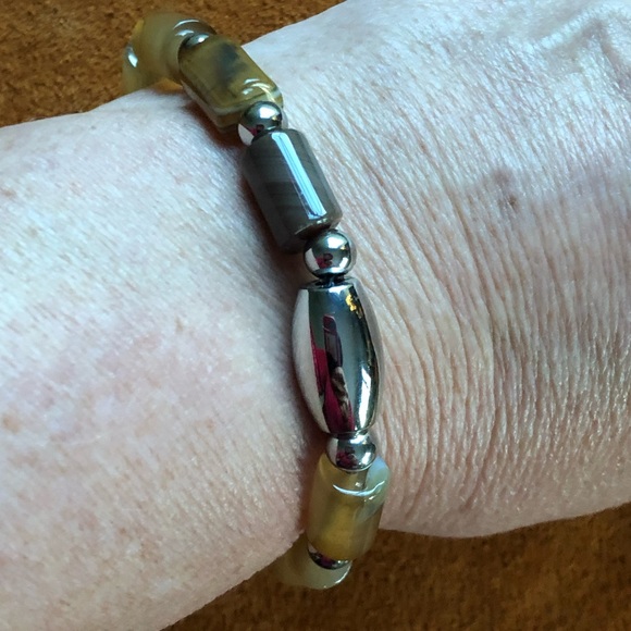 🤎 Brown Agate & Stainless Stretch Beaded Bracelet 🤎 - Picture 11 of 12